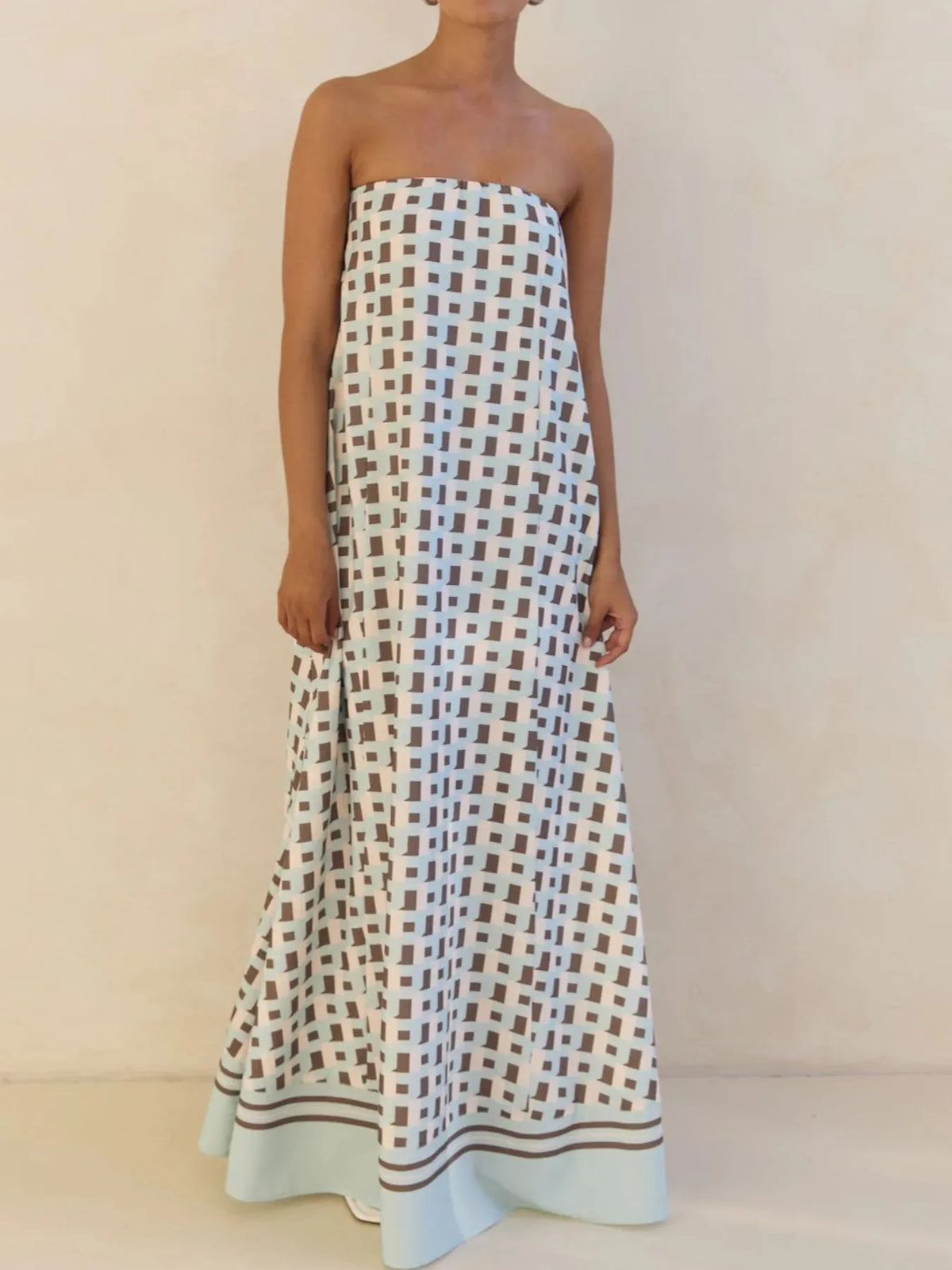 Sunset Flow Printed Tube Maxi Dress