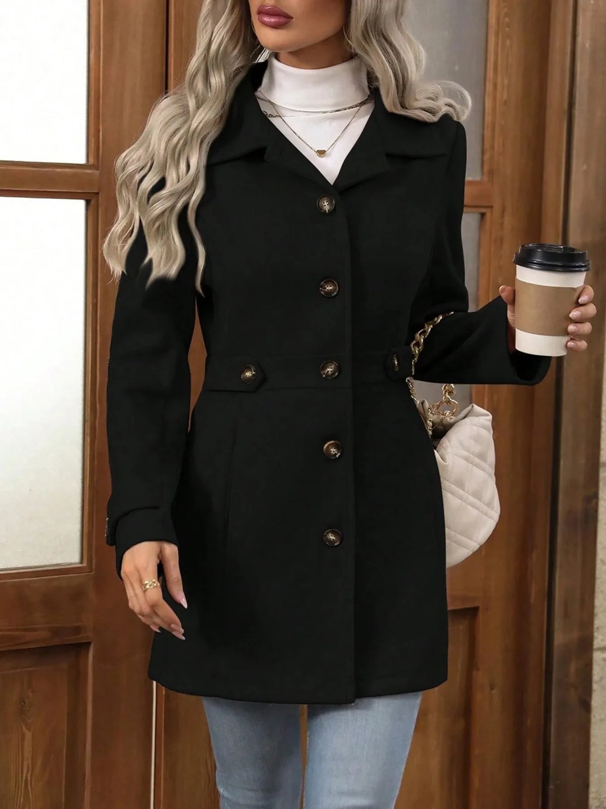 Refined Edge Button Up Long Sleeve Coat