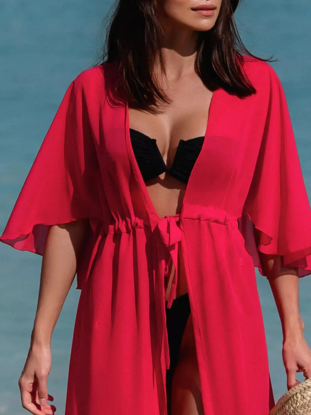 Blue Horizon Flutter Sleeve Cover-Up