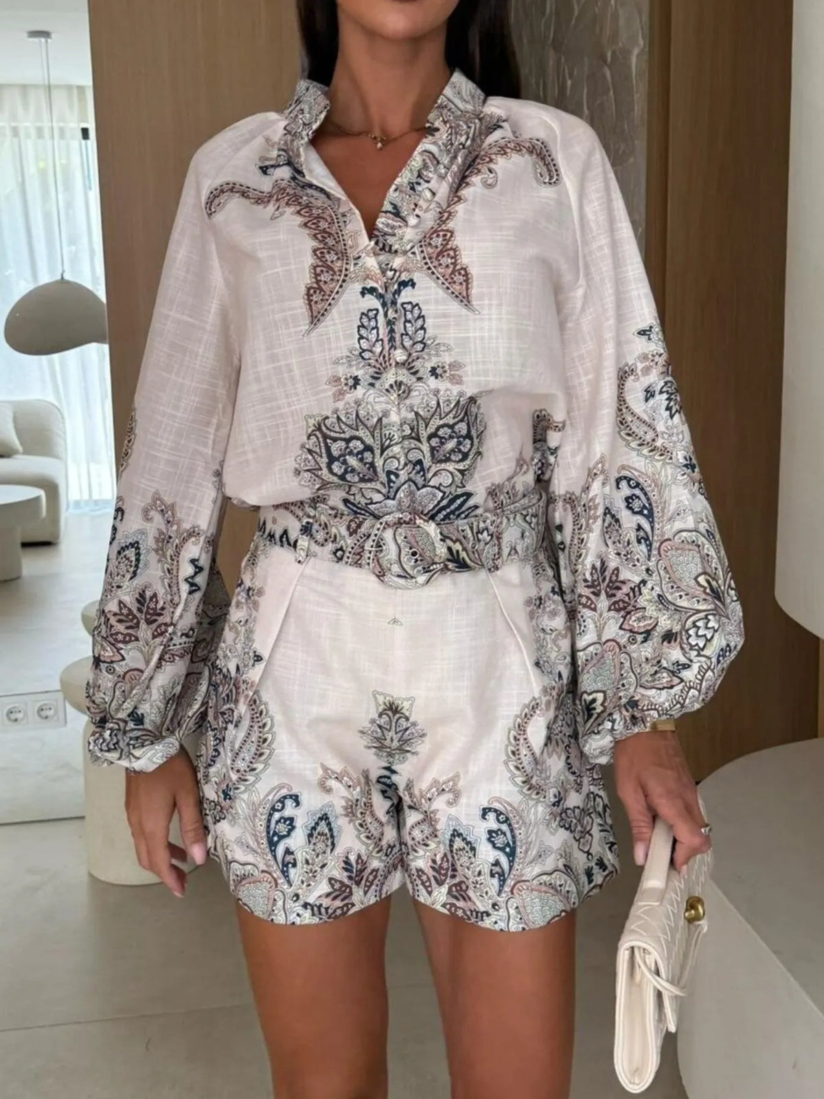 Riviera Nightfall Long Sleeve Shorts Set