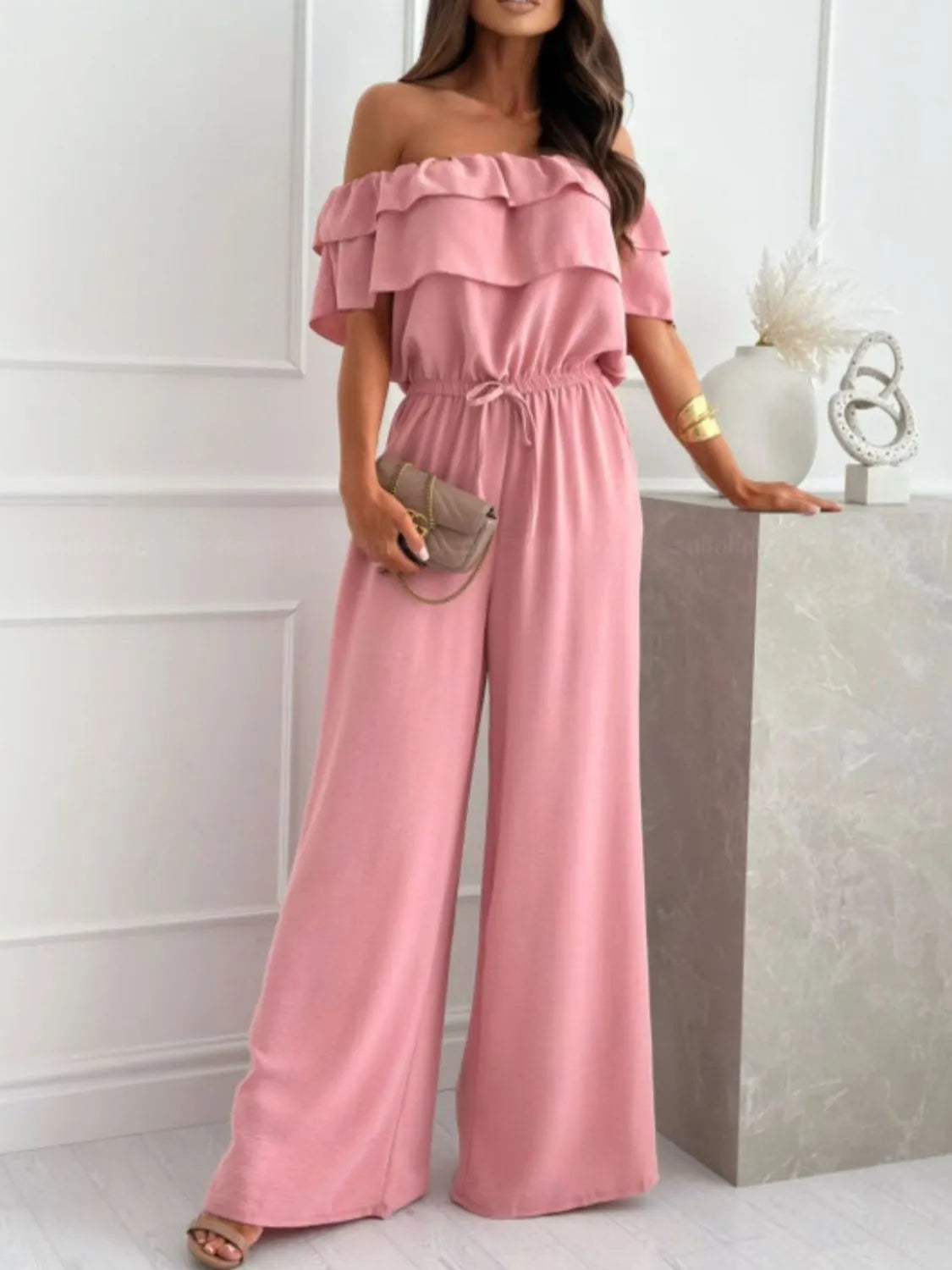 Sunset Ruffle Off-Shoulder Jumpsuit