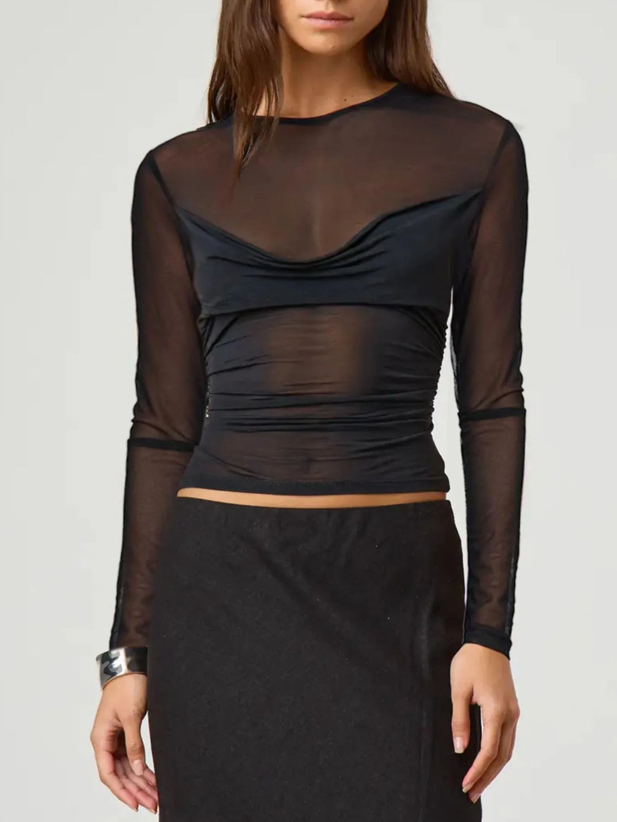 High Society Ruched Sheer Top