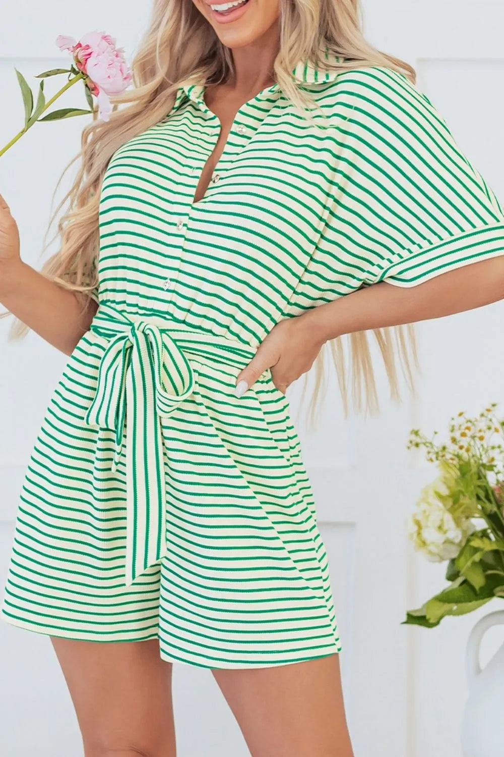 Harbor Stripe Tie-Waist Romper