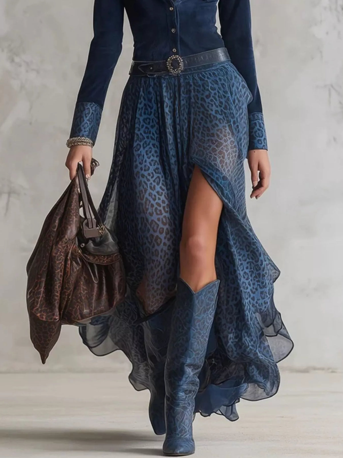 Wild Muse Button-Front Slit Maxi Dress