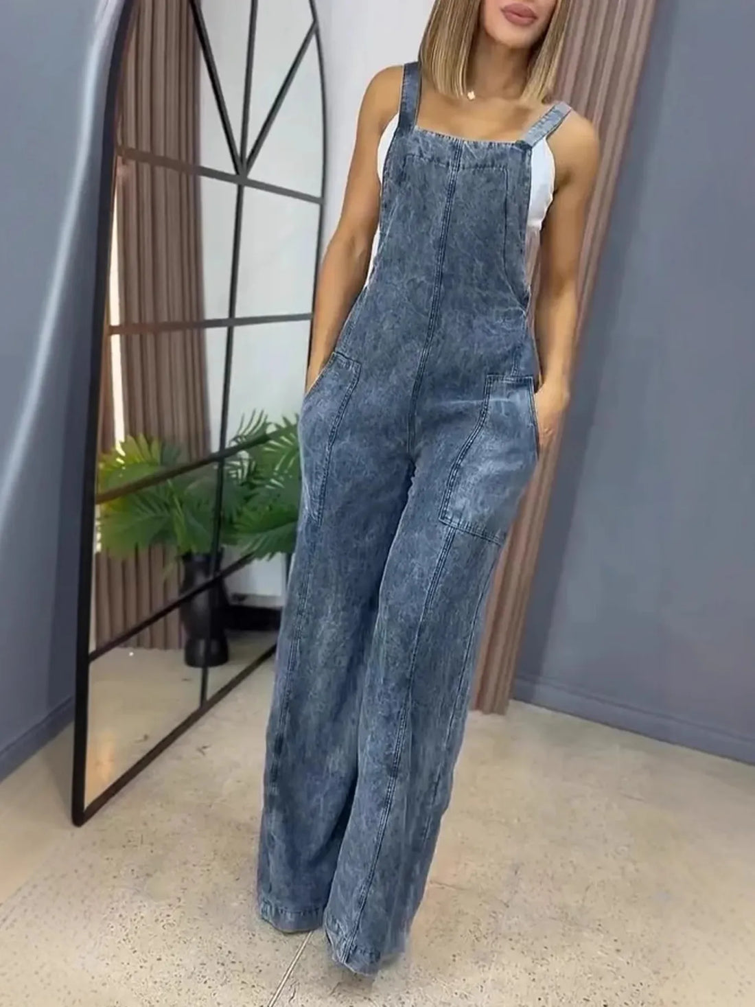 Hudson Blue Wide-Leg Denim Jumpsuit