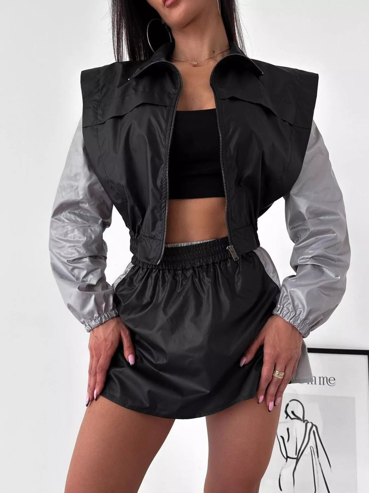 Rebel Color Block Jacket & Skirt Set
