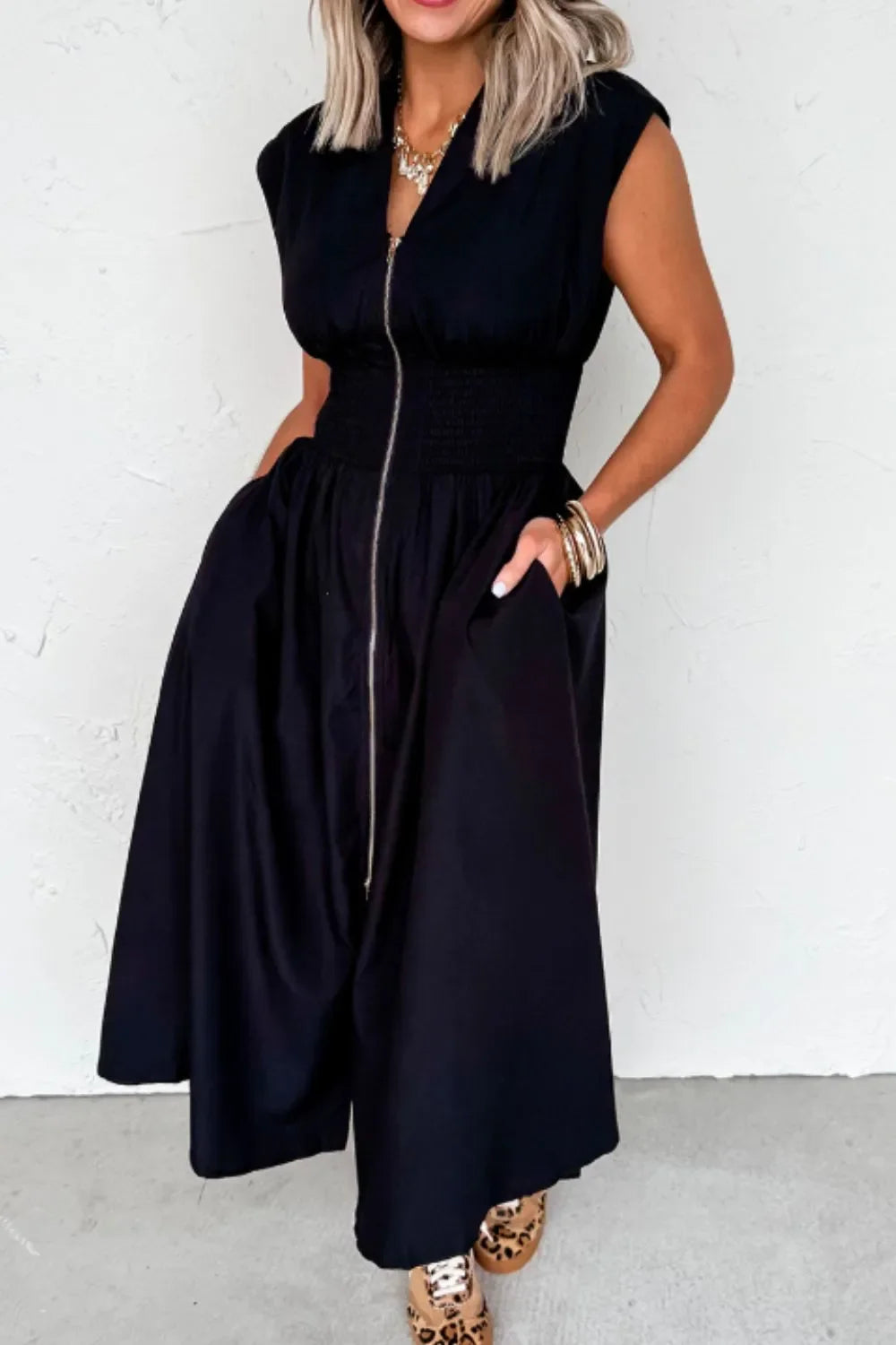 Urban Edge Sleeveless Maxi Dress
