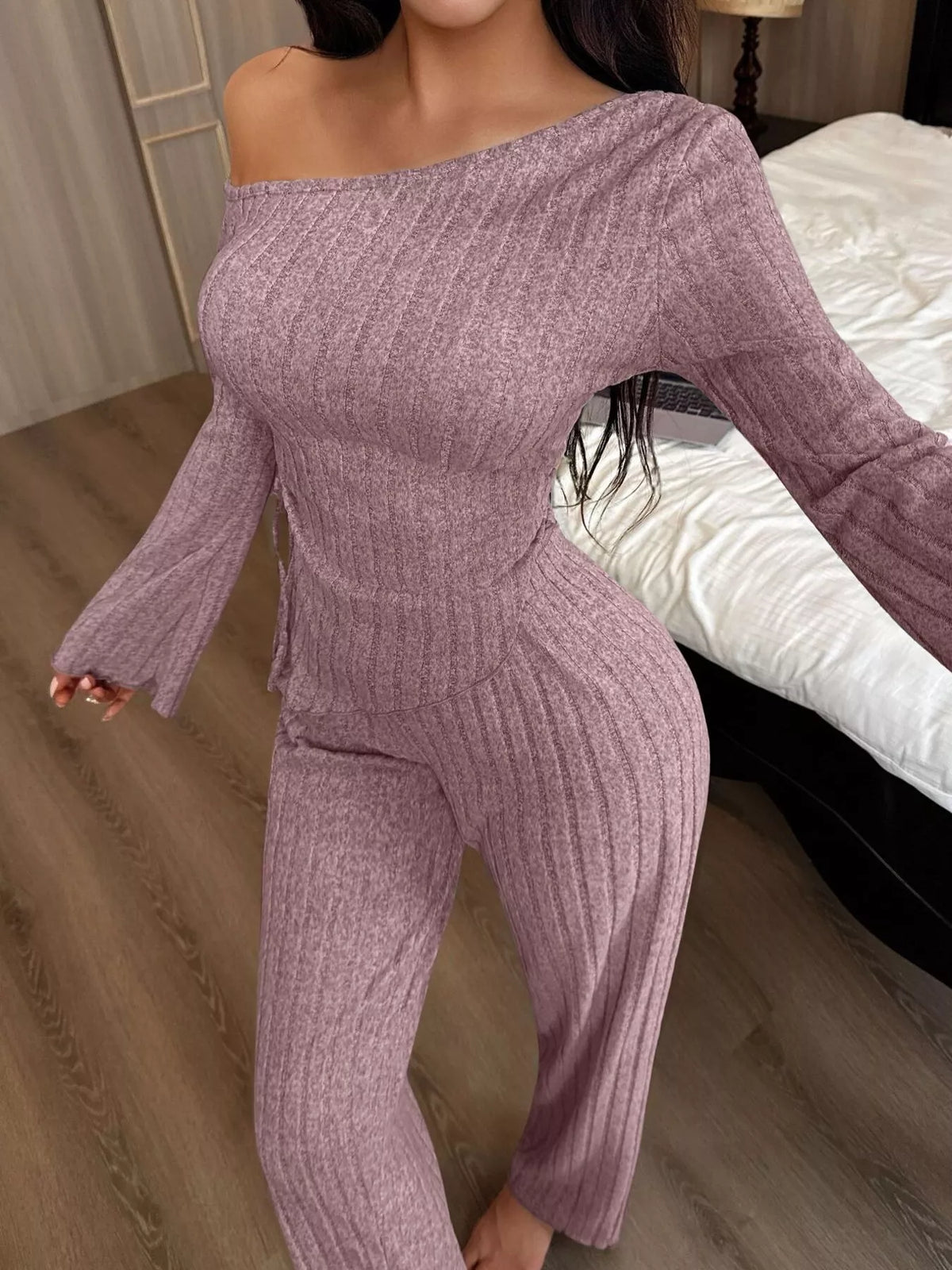 Loft Living Ribbed Knit Top & Pants Set