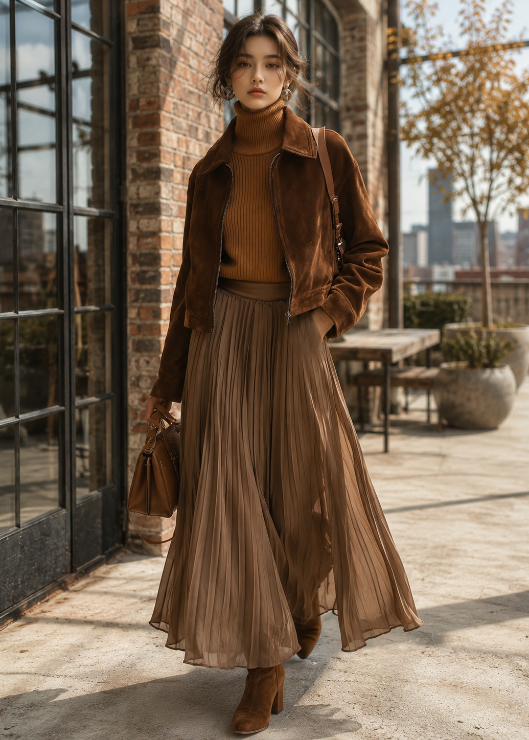 Cobblestone Muse Vintage Suede Zip-Up Cropped Jacket