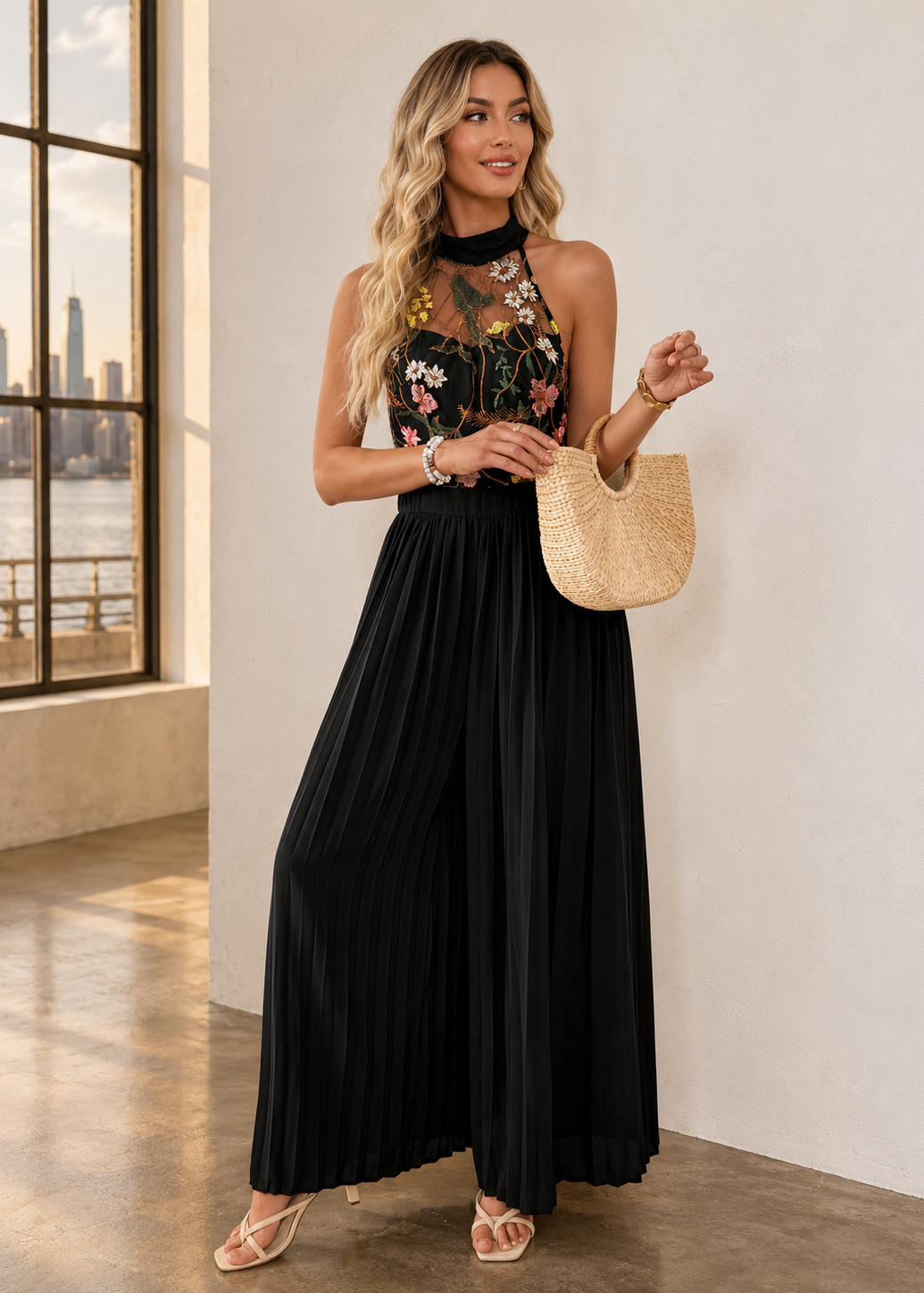 Amalfi Garden Embroidered Jumpsuit