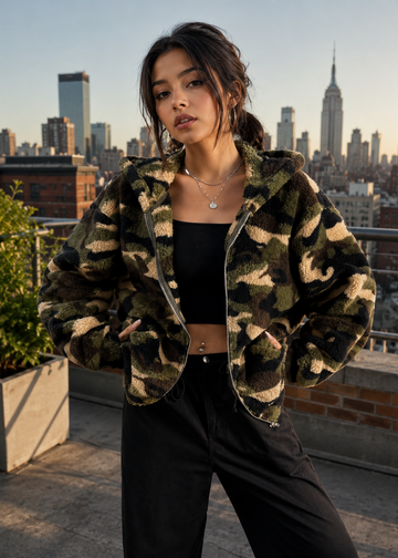 Urban Camo Fuzzy Zip Hoodie