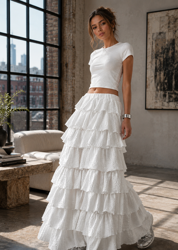 Harbor Flow Ruffle Layered Maxi Skirt