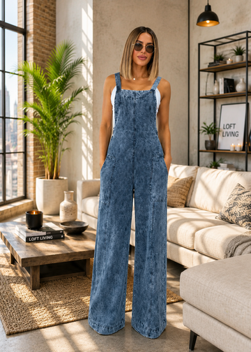 Hudson Blue Wide-Leg Denim Jumpsuit