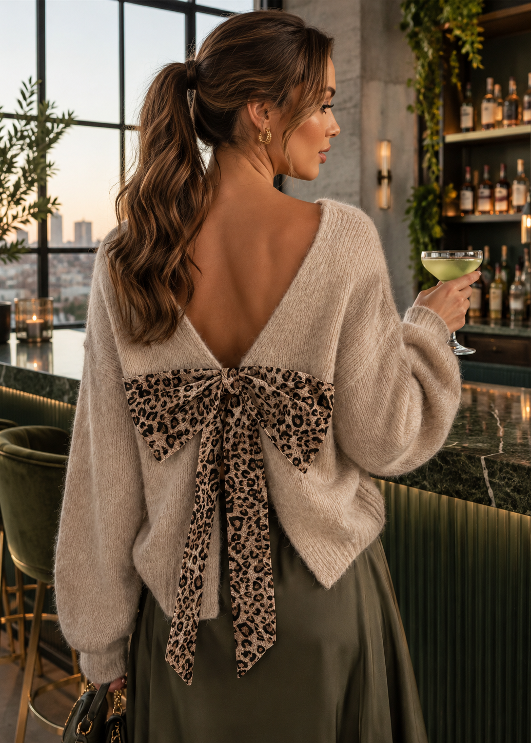 Wild Charm Leopard Bow Sweater