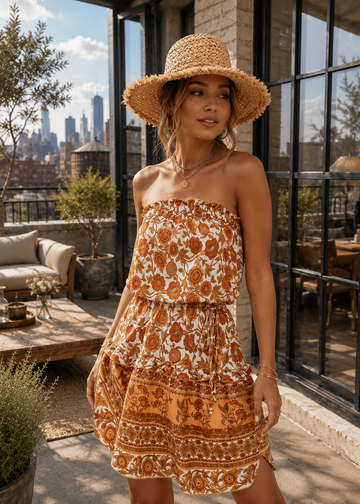 Desert Muse Strapless Mini Dress