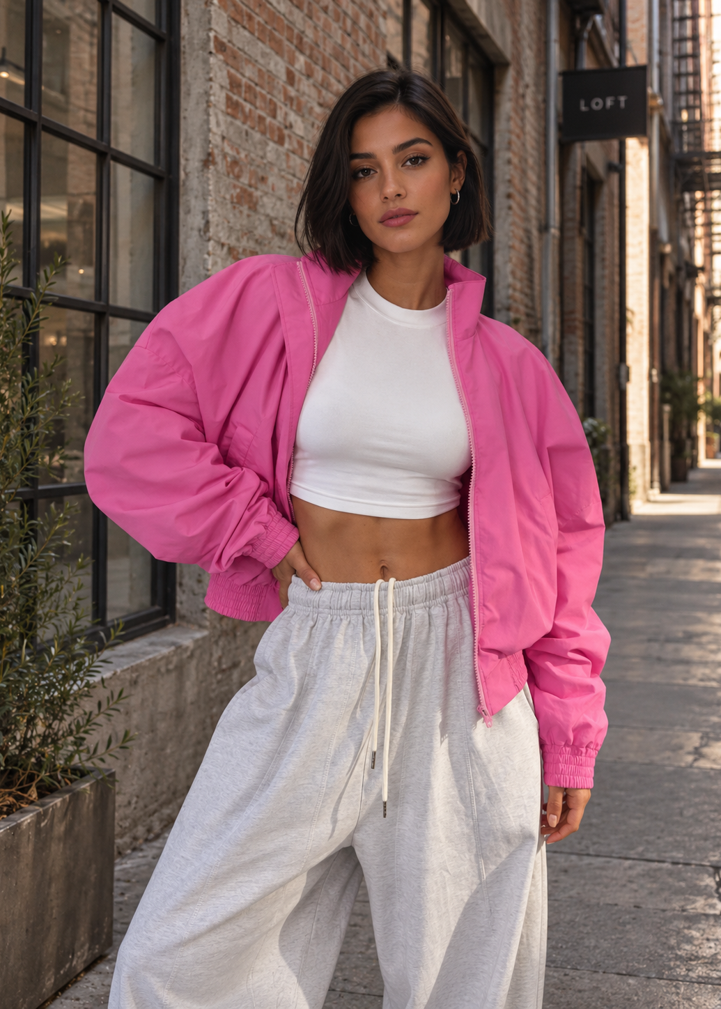 Neon Bloc Oversized Bomber Jacket