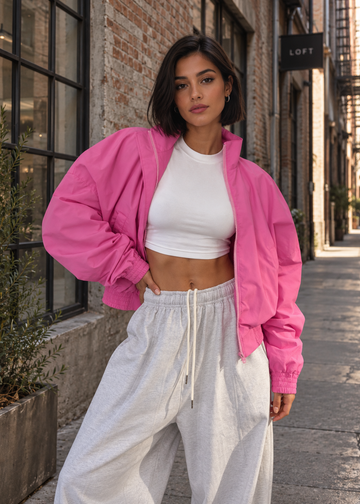 Neon Bloc Oversized Bomber Jacket