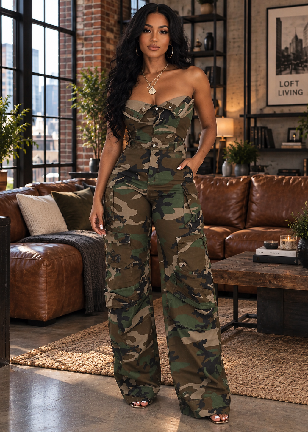Loft Camouflage Sleeveless Jumpsuit