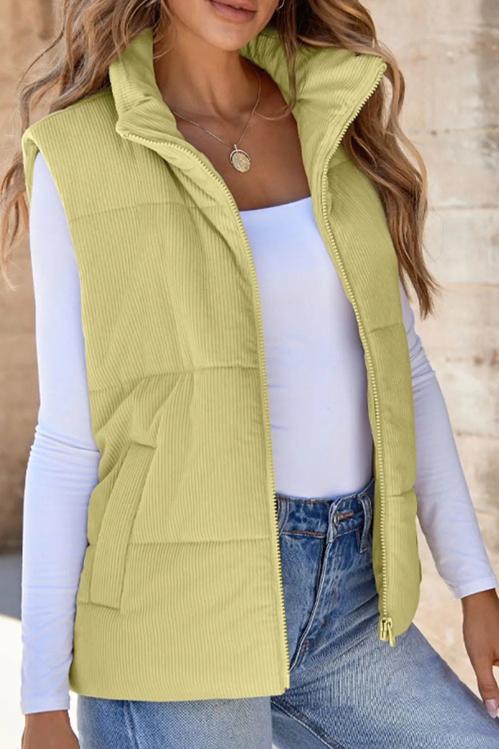 New Horizon Zip Up Turtleneck Vest Coat