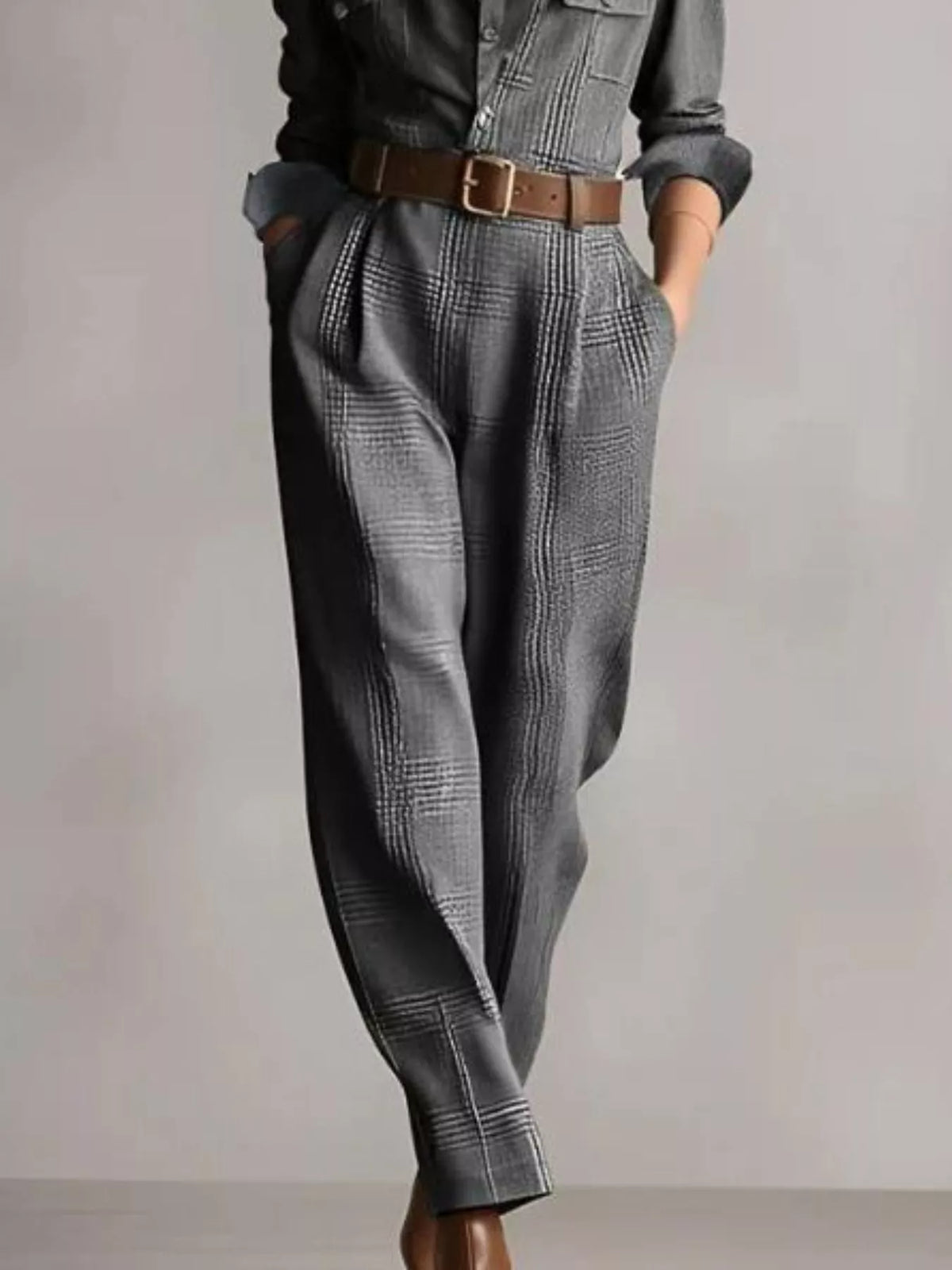 Urban Utility Button-Front Long Sleeve Jumpsuit