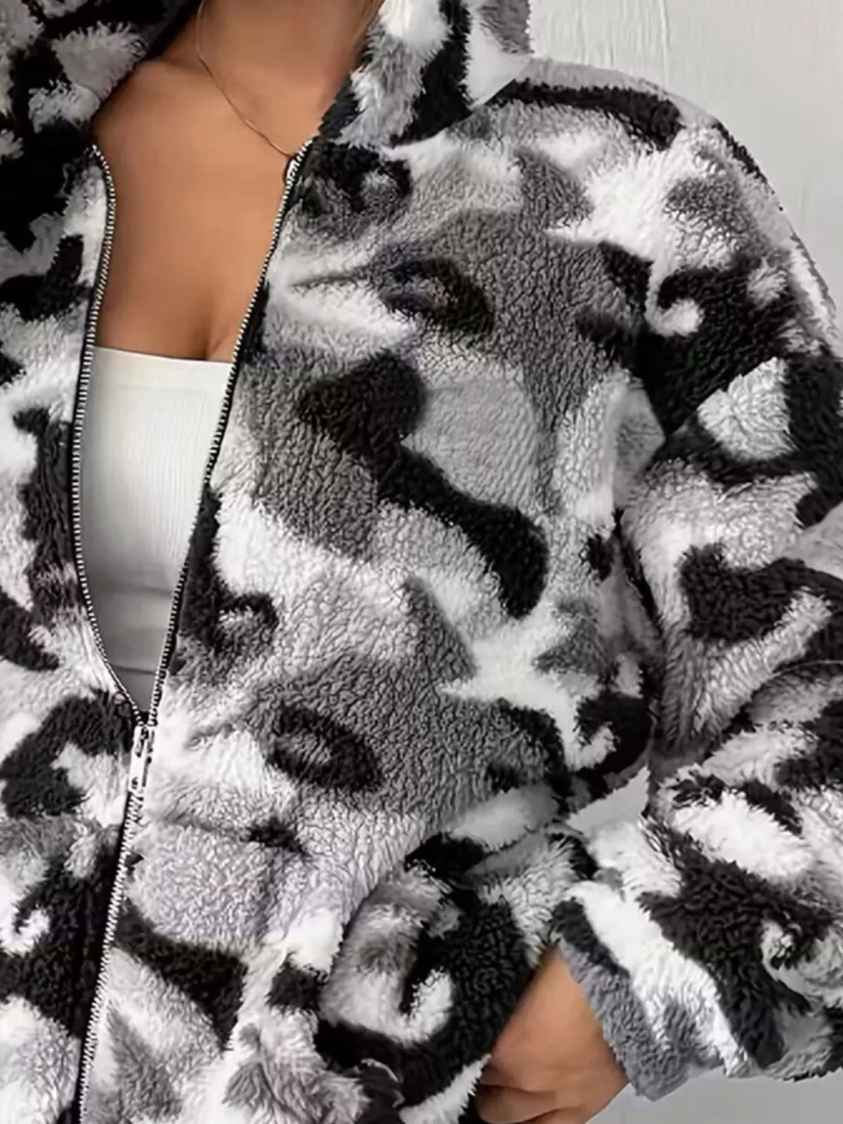 Urban Camo Fuzzy Zip Hoodie