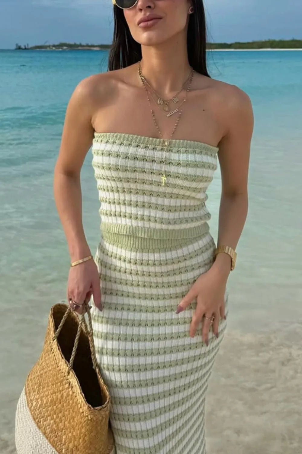 Harbor Stripe Top & Skirt Sweater Set