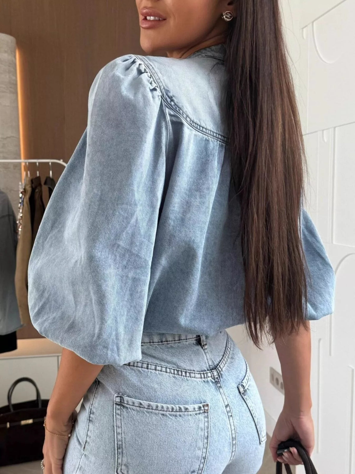 Brooklyn Belle Puff Sleeve Denim Top