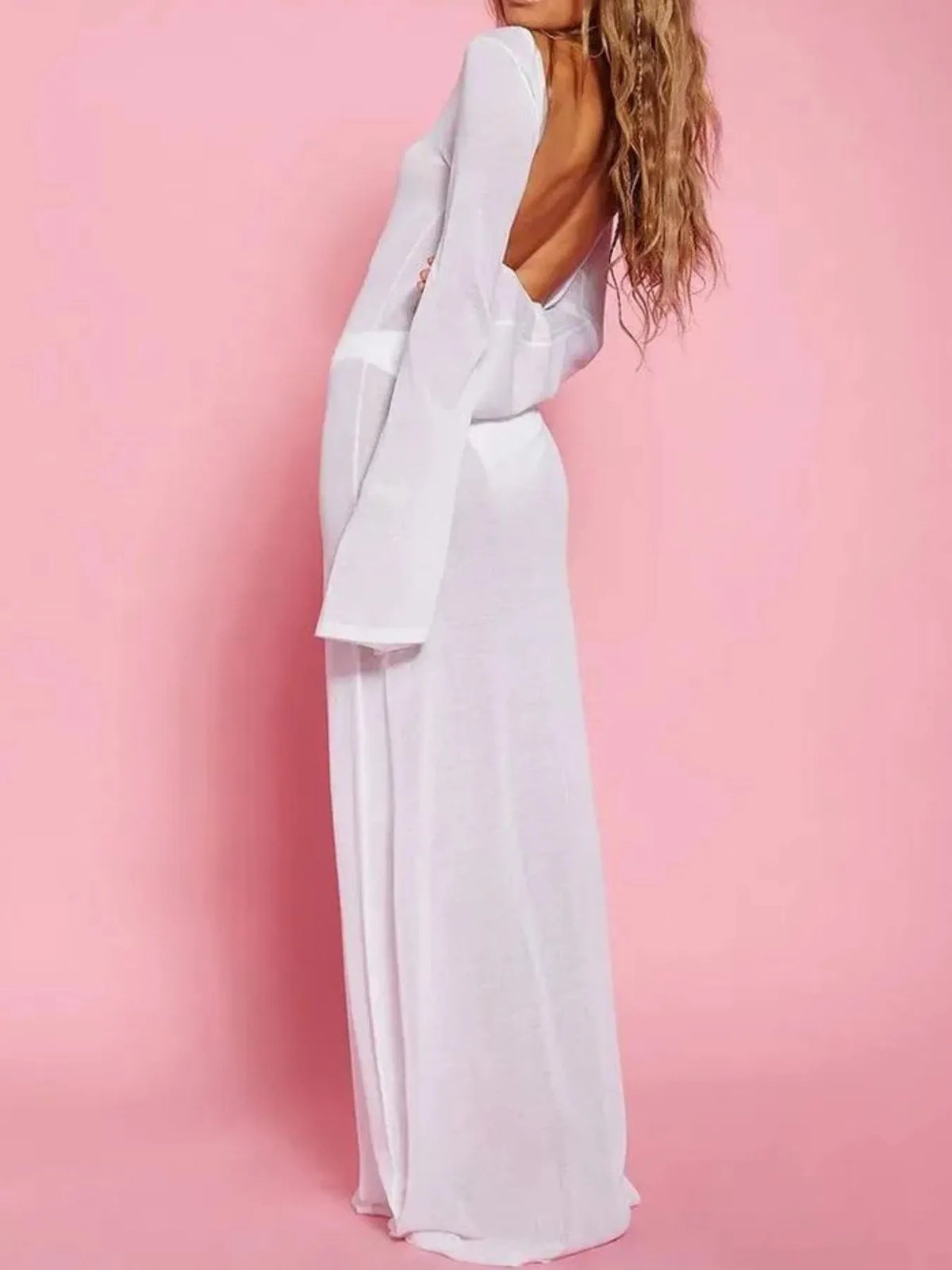 Midnight Drift Backless Maxi Cover-Up
