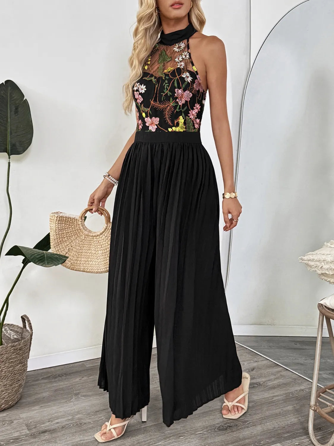 Amalfi Garden Embroidered Jumpsuit
