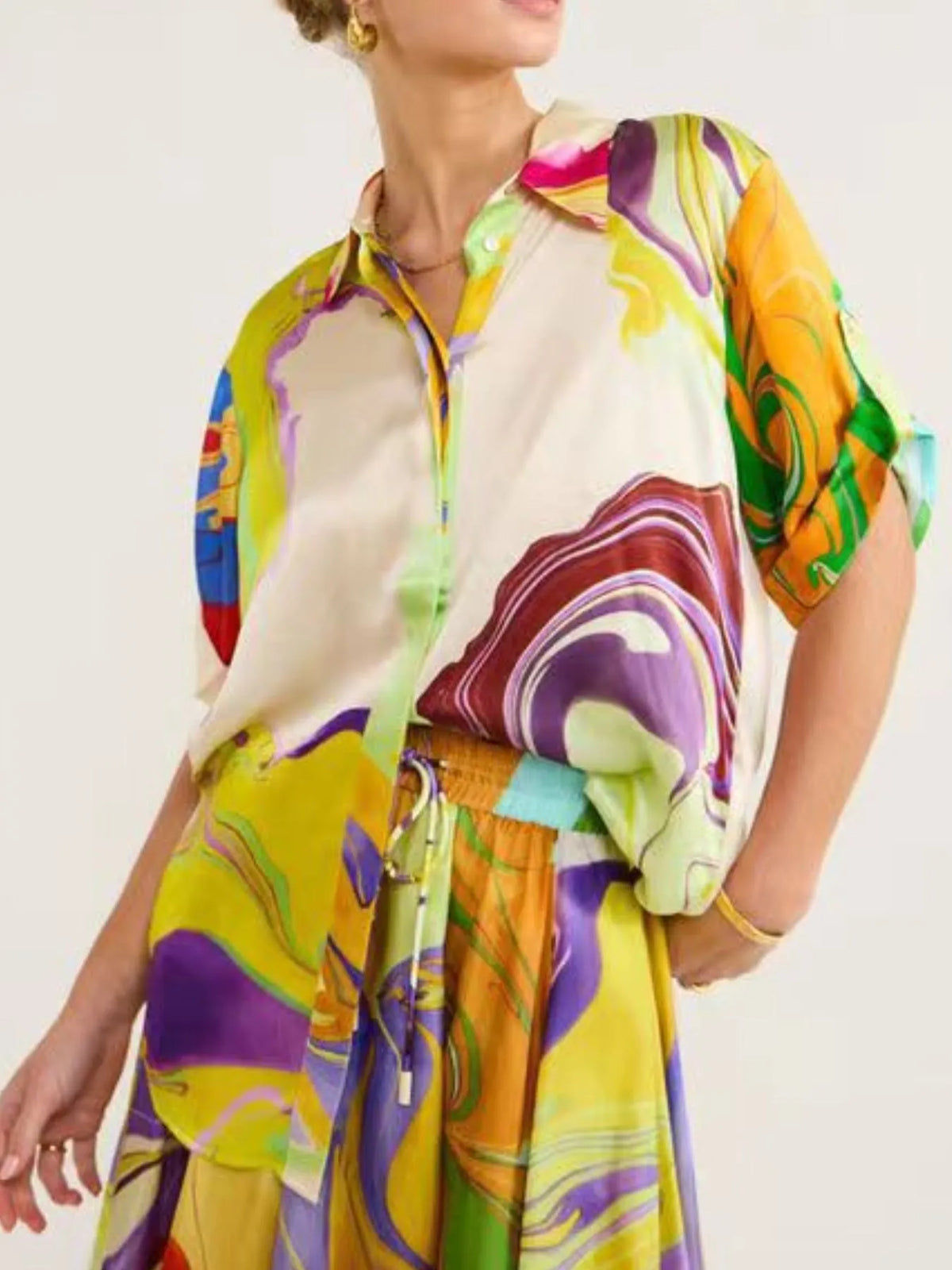 Capri Coast Printed Shirt & Skirt Set