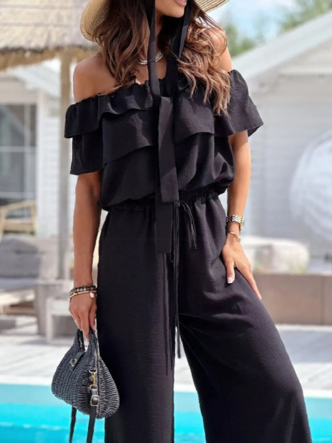 Sunset Ruffle Off-Shoulder Jumpsuit