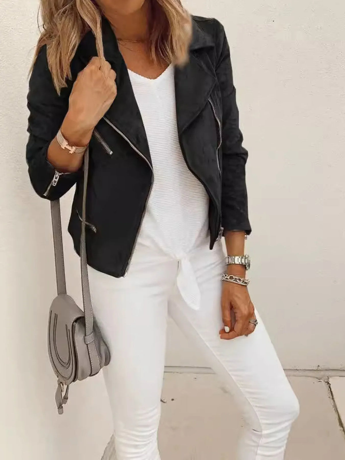 Effortless Edge Zip Up Long Sleeve Jacket