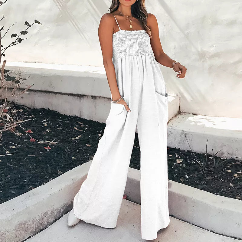 Rooftop Romance Smocked Wide Leg Jumpsuit