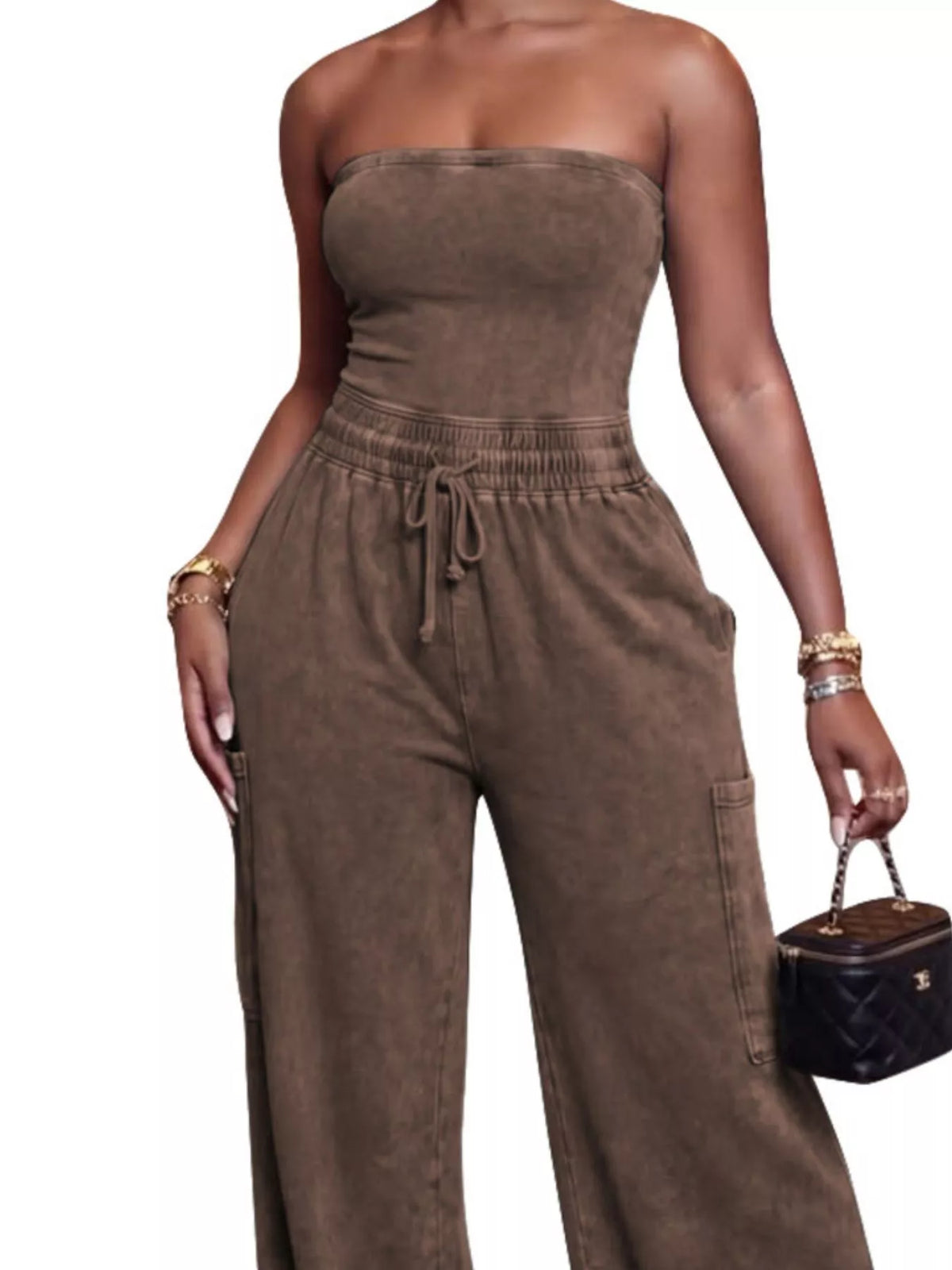 Golden Hour Strapless Wide-Leg Jumpsuit