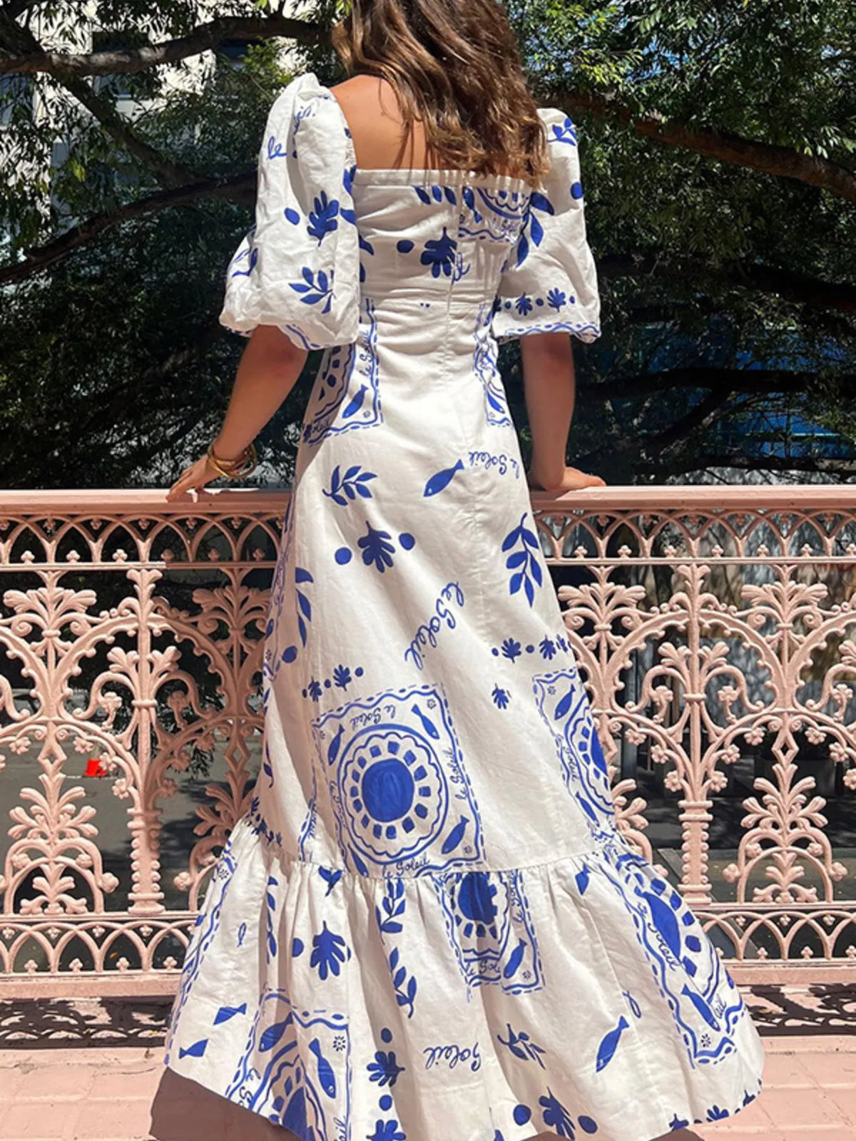 Evening Breeze Puff Sleeve Dress