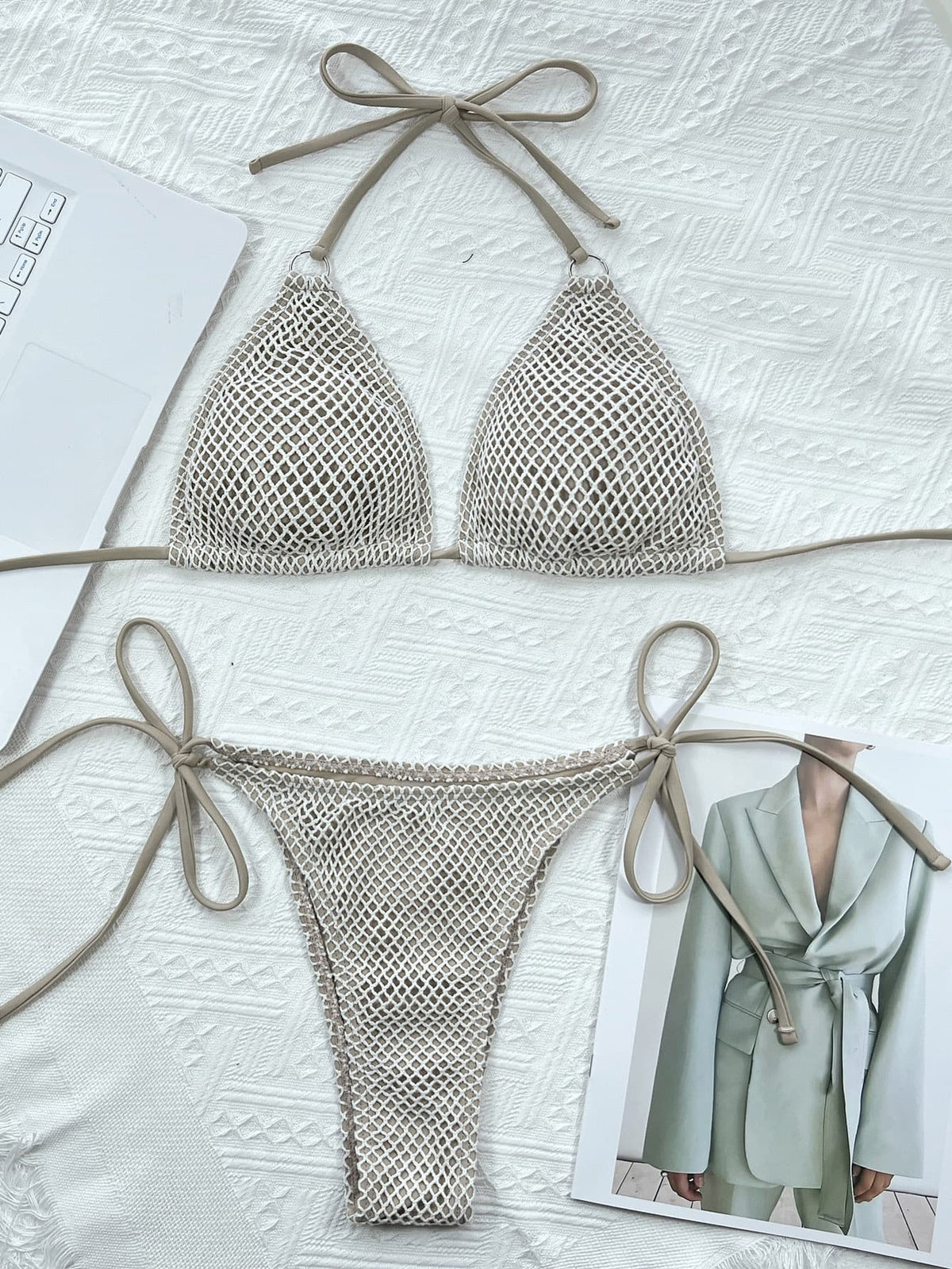 Afterglow Tie-Back Halter Bikini Set