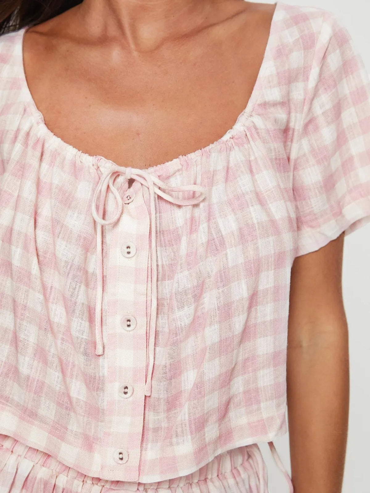 Afternoon Glow Gingham Top & Shorts Set