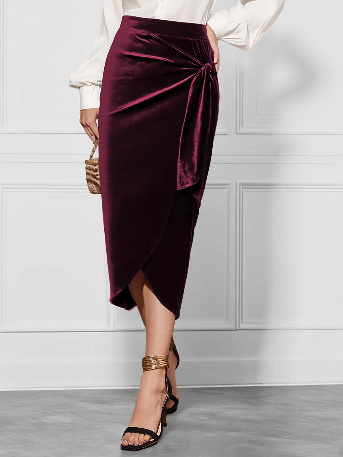 Soho Spirit Side Tied Velvet Skirt