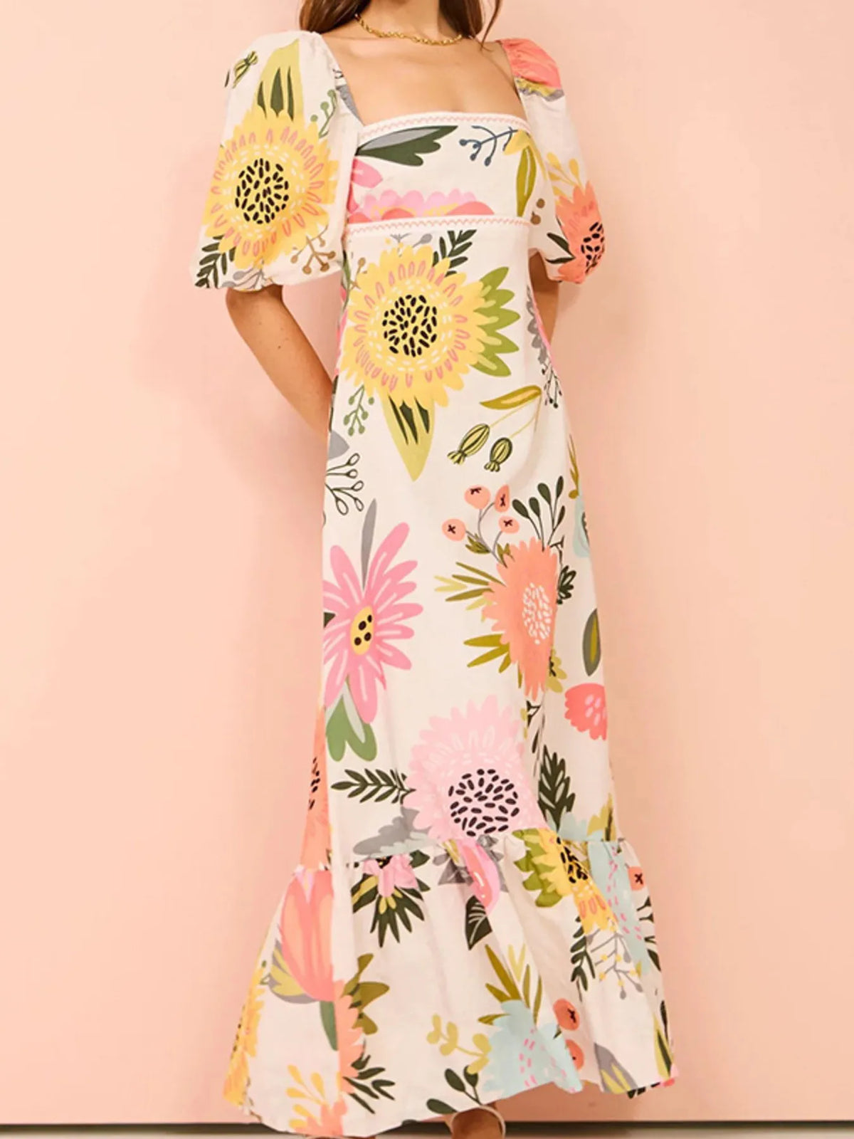 Evening Breeze Puff Sleeve Dress