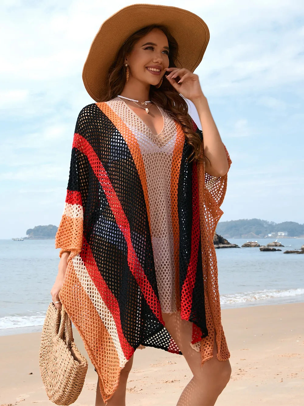 Ocean Muse Color Block Plunge Cover-up
