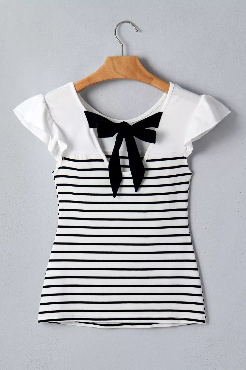 City Bow Back Stripe Ruffle Tank