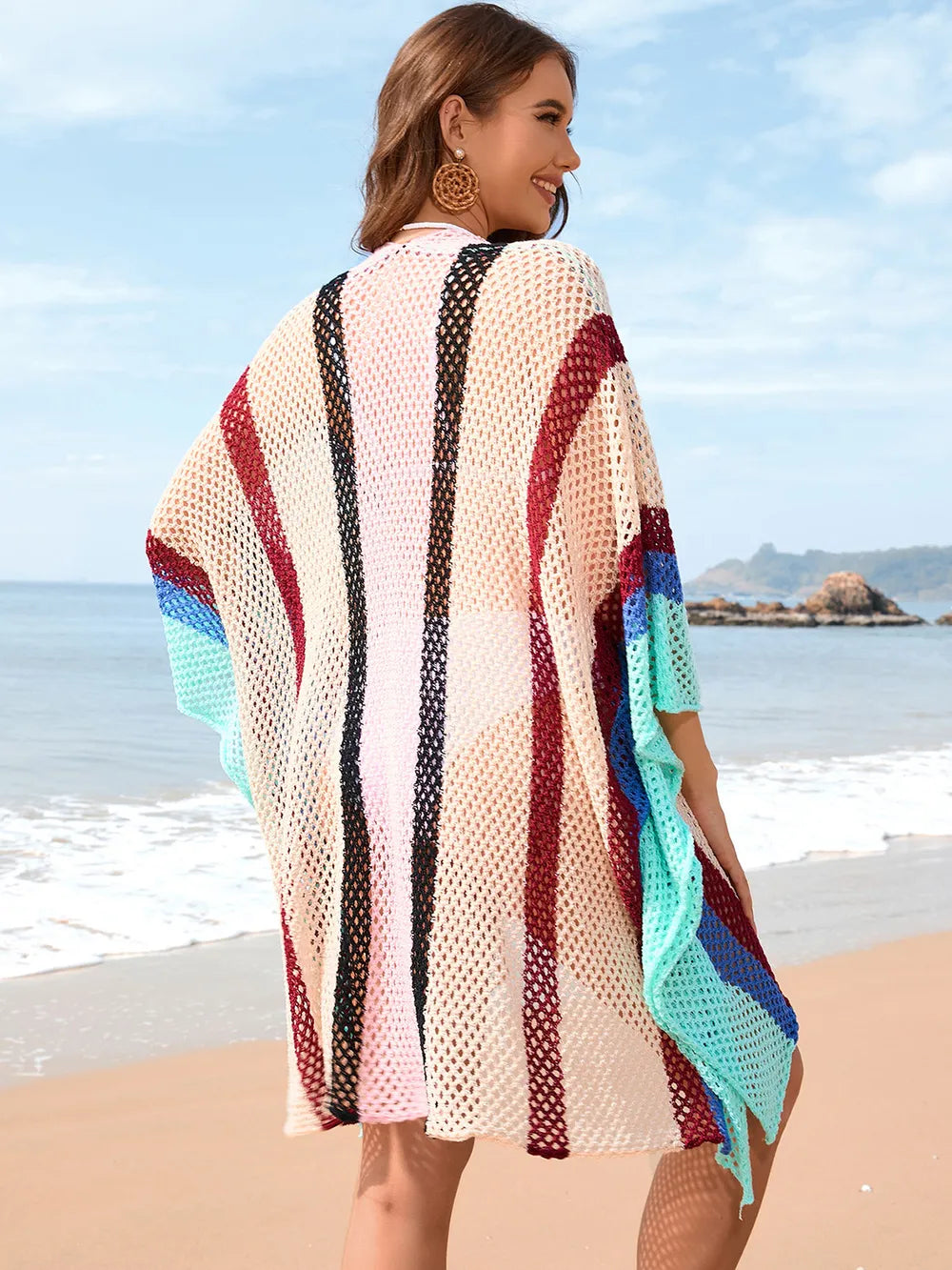Ocean Muse Color Block Plunge Cover-up