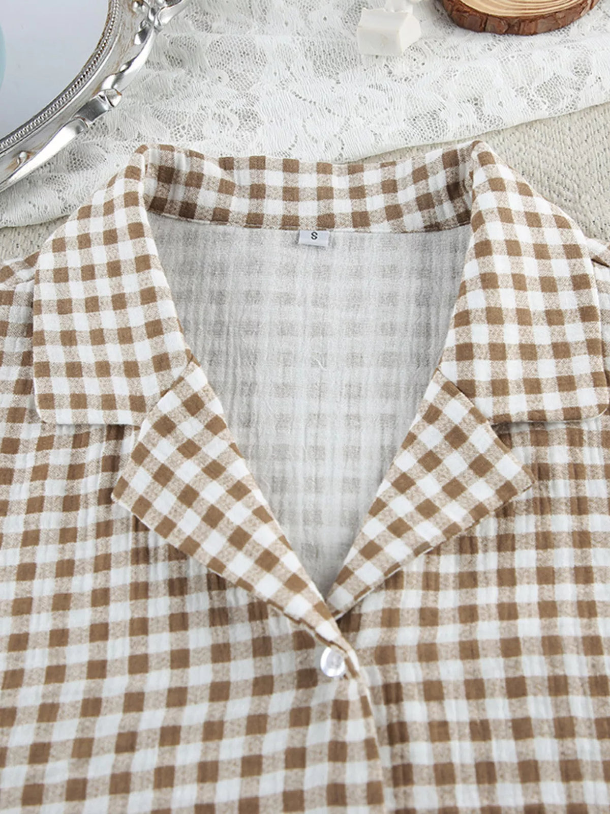 City Ease Gingham Ruffle-Trim Top & Pants Set