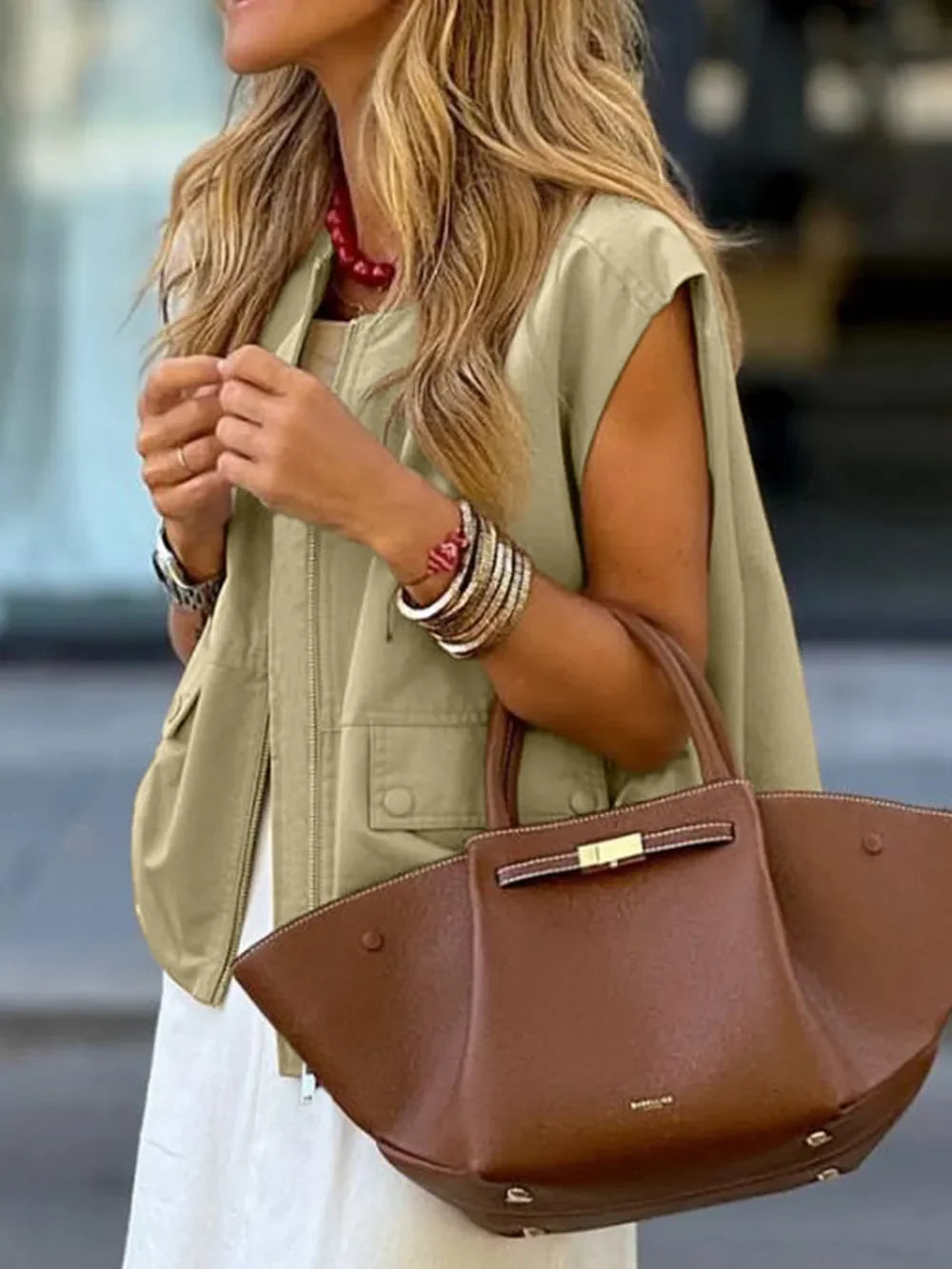 Easy Chic Ruched Hem Zip Up Vest
