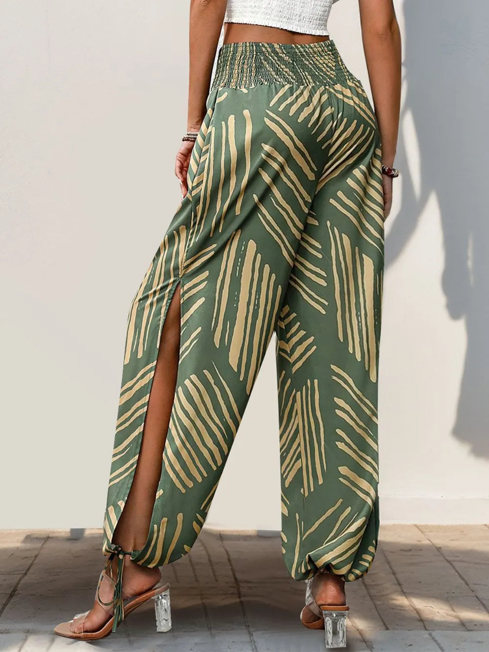 Boho Flow Smocked Slit Pants