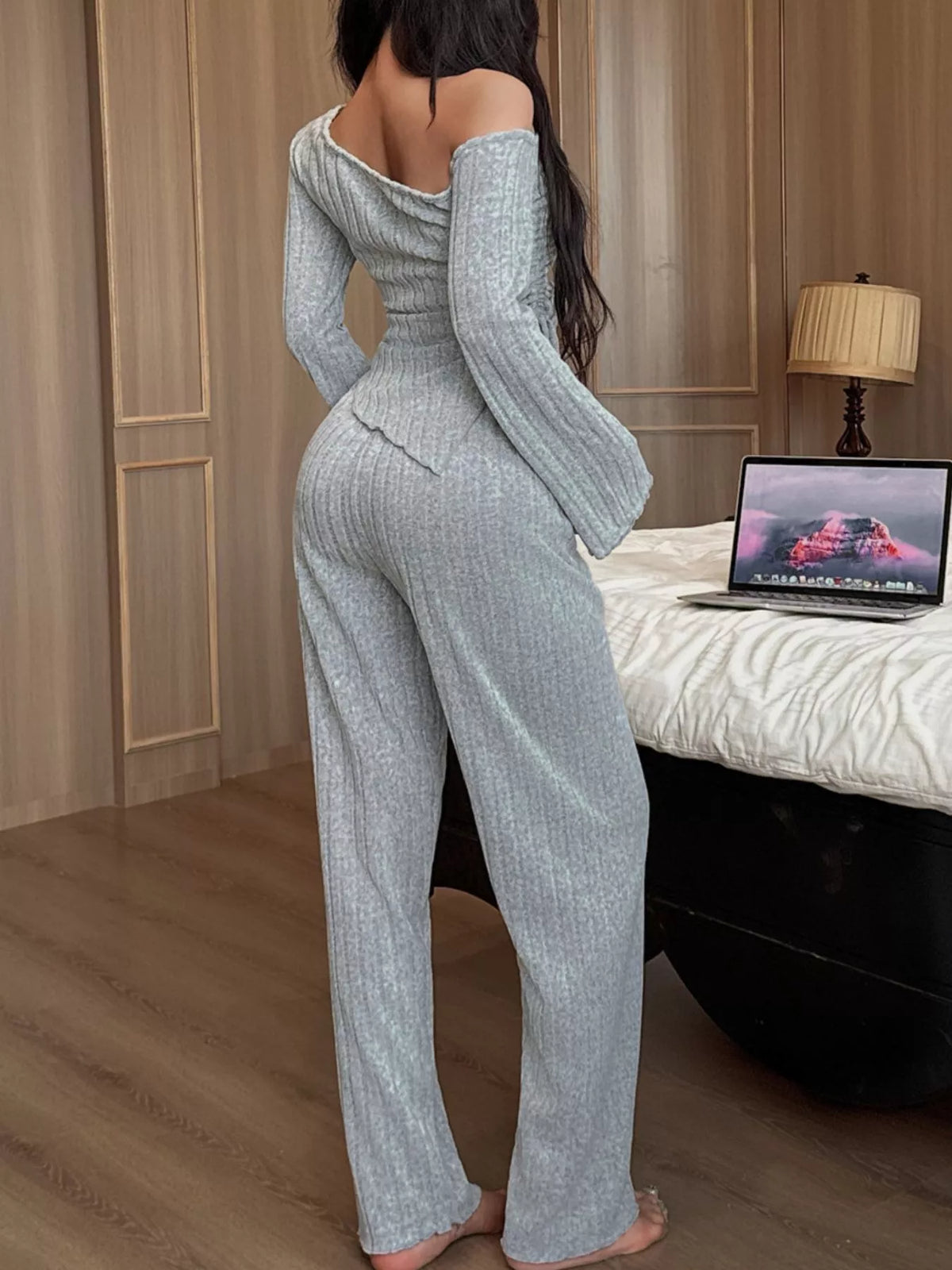Loft Living Ribbed Knit Top & Pants Set