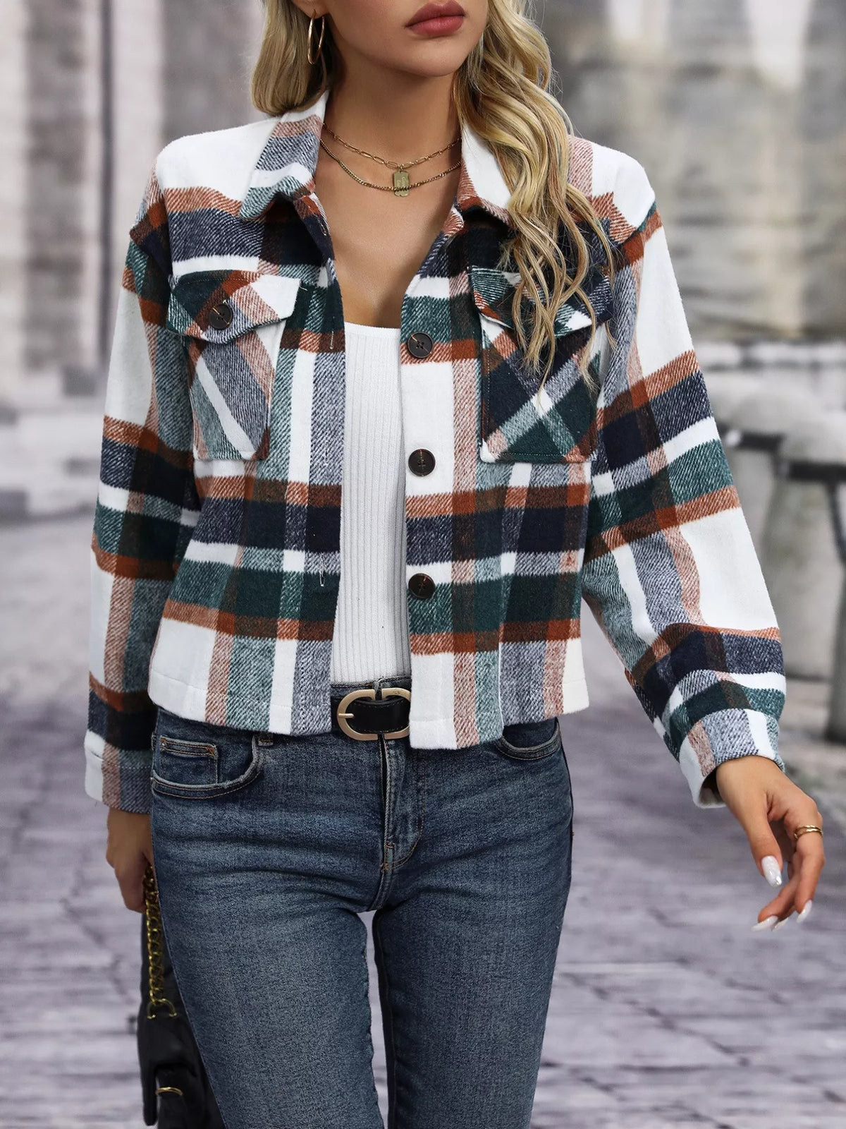Hudson Plaid Cropped Jacket