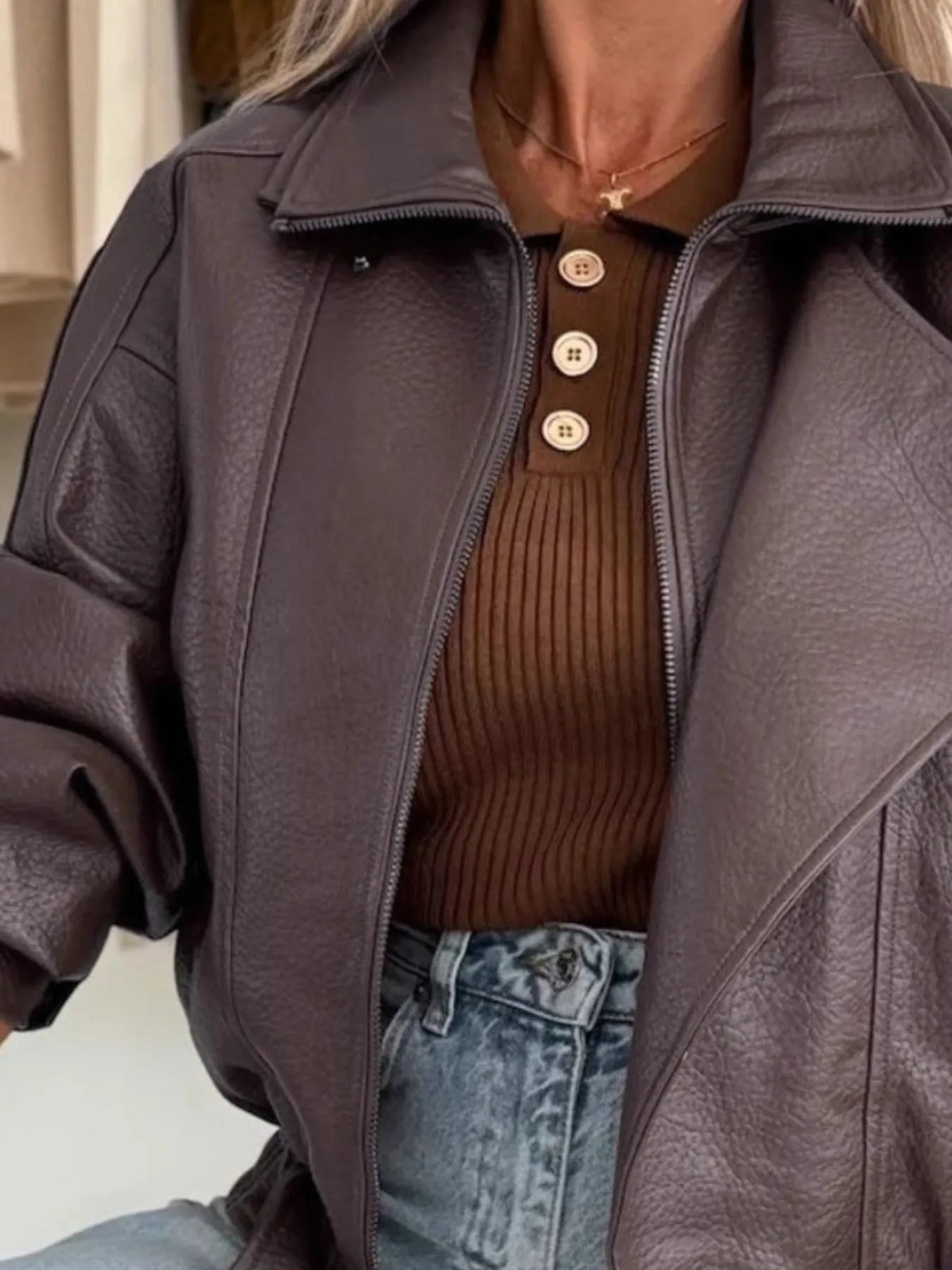Midnight Avenue Leather Moto Jacket