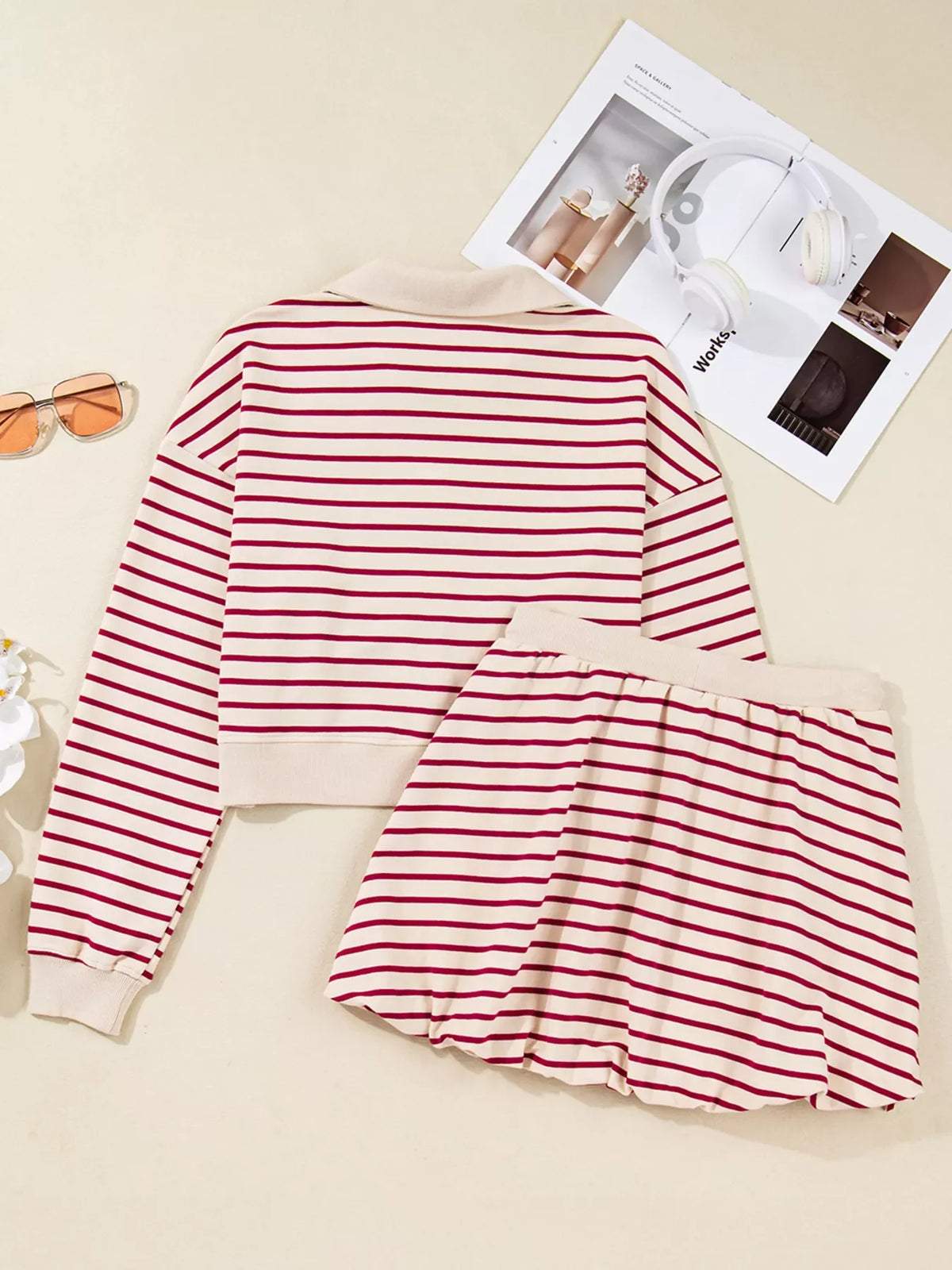 Harbor Breeze Striped Pullover & Bubble Mini Skirt Set