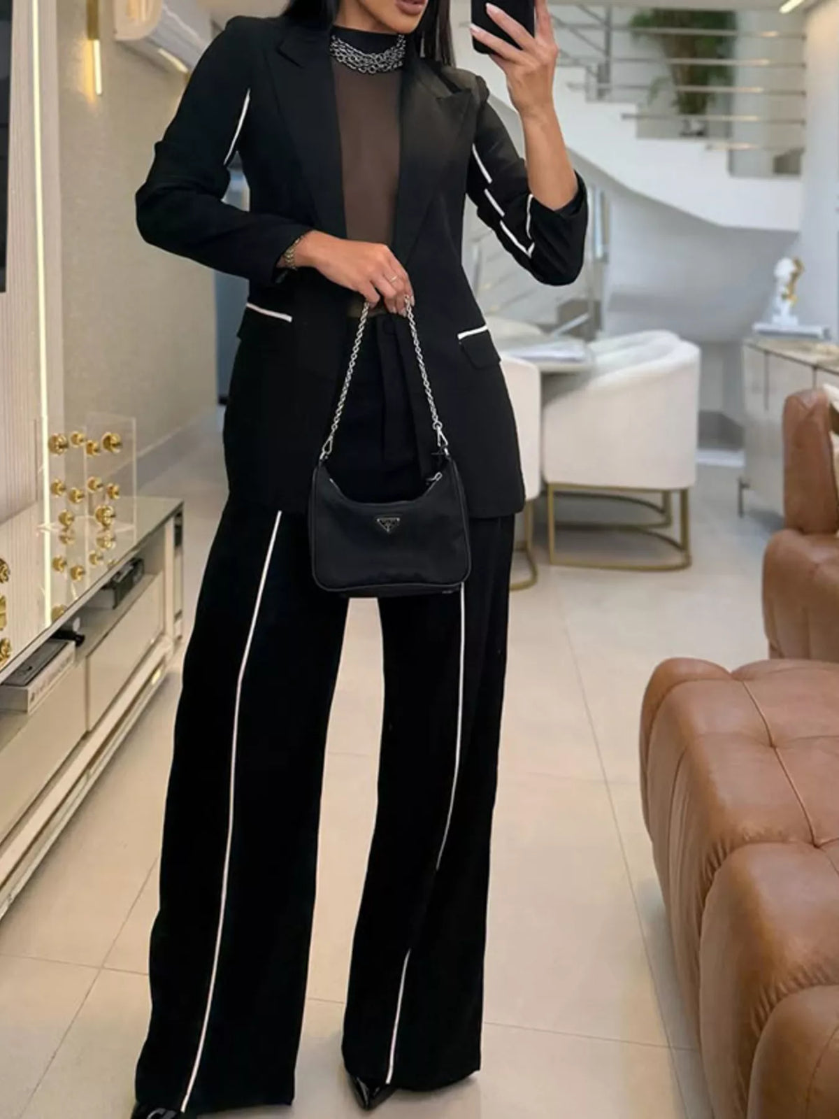 Executive Edge Contrast Suit Set